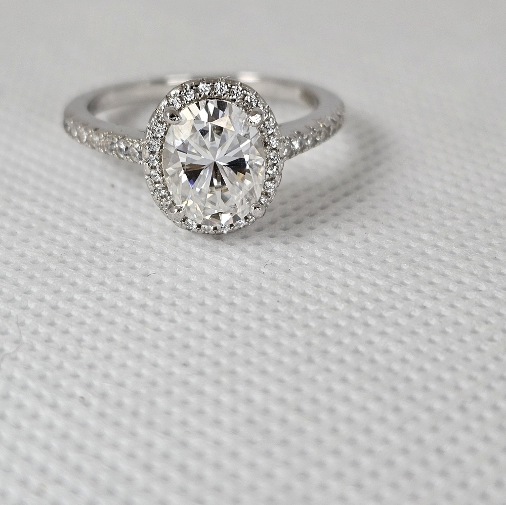 Certified GRA Moissanite Ring 18k White Gold over Sterling Silver Sz 8! … - Picture 11 of 17
